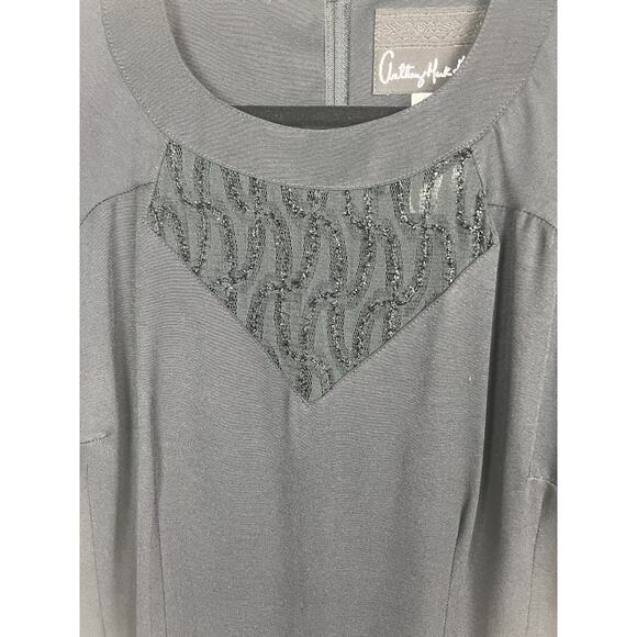 Vintage Anthony Mark Hankins Black 90s Cutout Sequin Sheath Evening Dress Size 8 - Picture 3 of 7